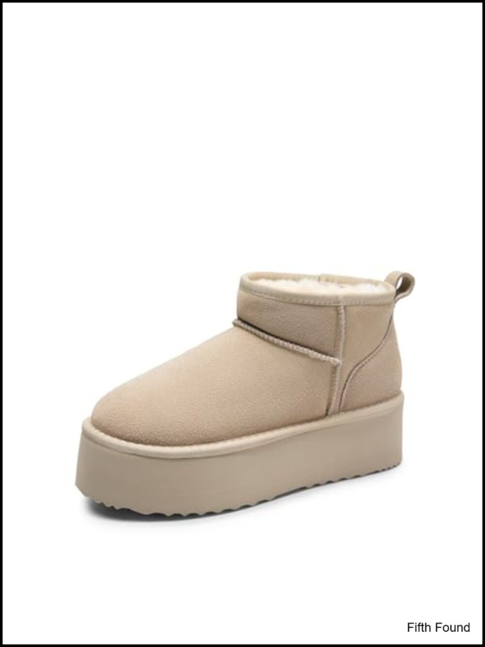 Suede Platform Mini Boots Faux Fur Lined Ankle Snow Booties